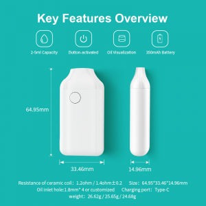 BD36 | BOSHANG Rechargeable Disposable Device with Pre-Heat Funtion Button