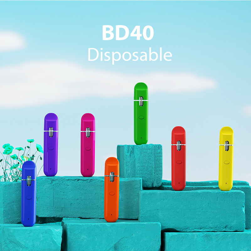 BD40: Dual-channel nga disposable nga electronic cigarette device nga adunay dako nga curved nga disenyo sa bintana